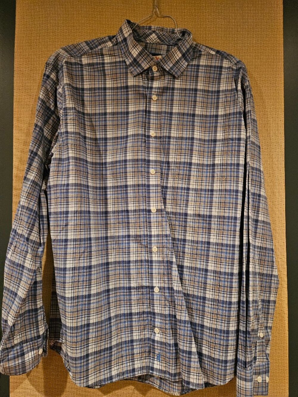 Johnnie-O Hangin' Out Plaid Shirt - XL Blue/Tan/Navy